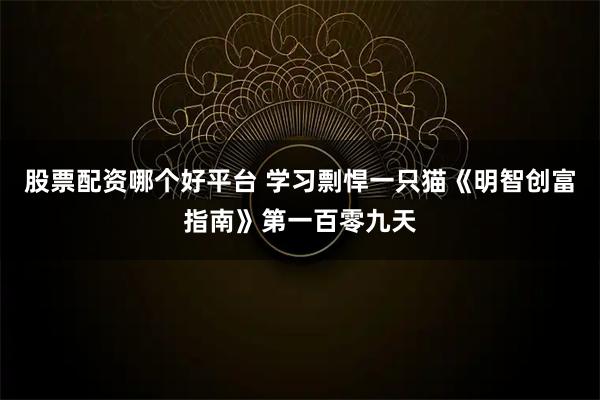 股票配资哪个好平台 学习剽悍一只猫《明智创富指南》第一百零九天